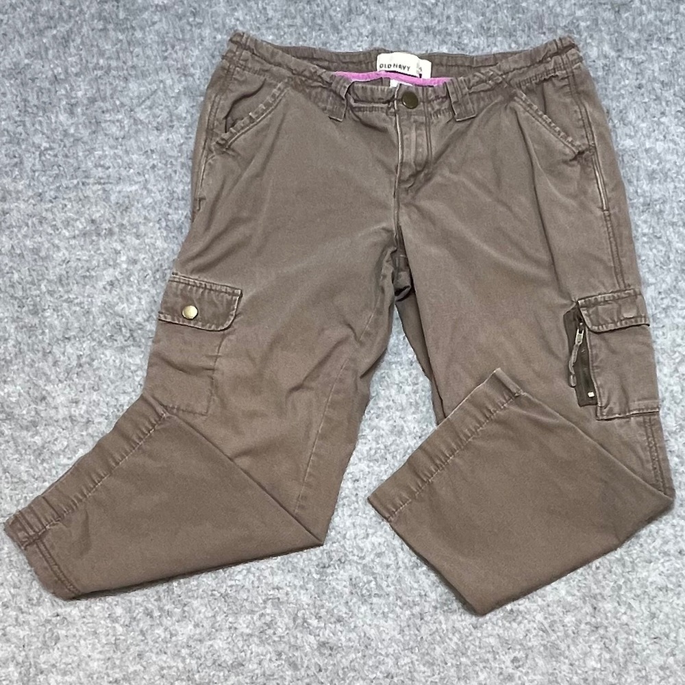 Old Navy Brown Cargo Capri Pants Cotton Cropped‎ Utility Y2K Gorpcore Women 4